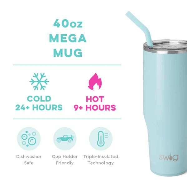 Swig Life 40 oz Tumbler - Shimmer Aquamarine